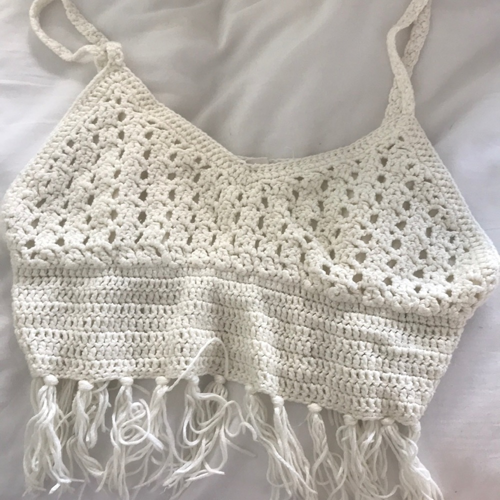 White crochet crop top